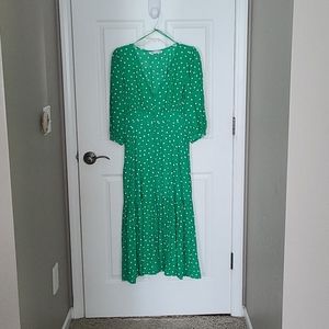 Zara Green & White Polka-dot Dress